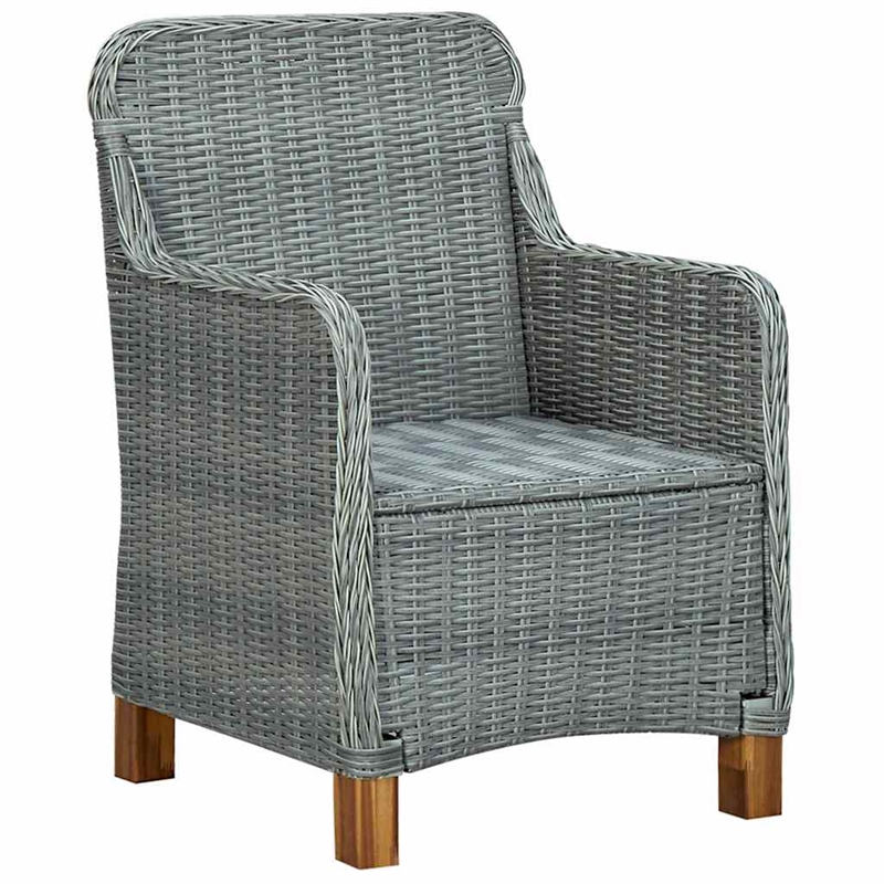 Bowery Hill Outdoor Dining Set in Light Gray and Black Round PE Rattan
