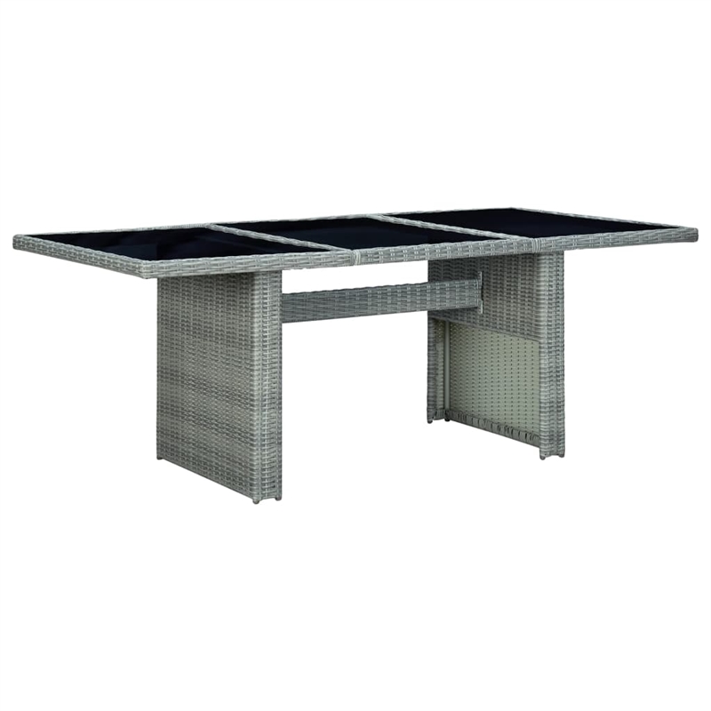 Bowery Hill Outdoor Dining Set in Light Gray and Black Round PE Rattan