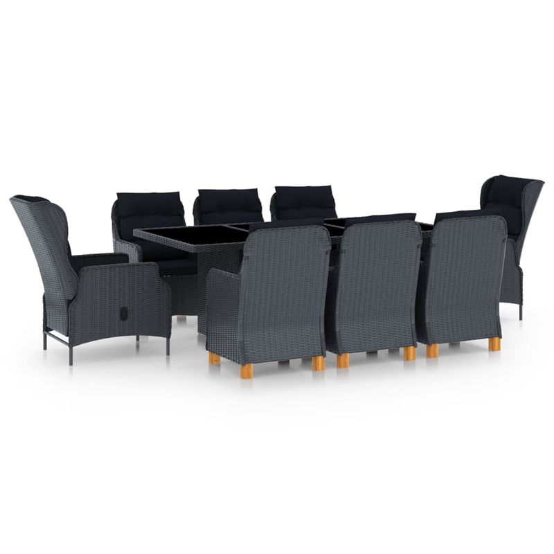 Bowery Hill Contemporary Synthetic Poly Rattan Outdoor Dining Set in Dark Gray