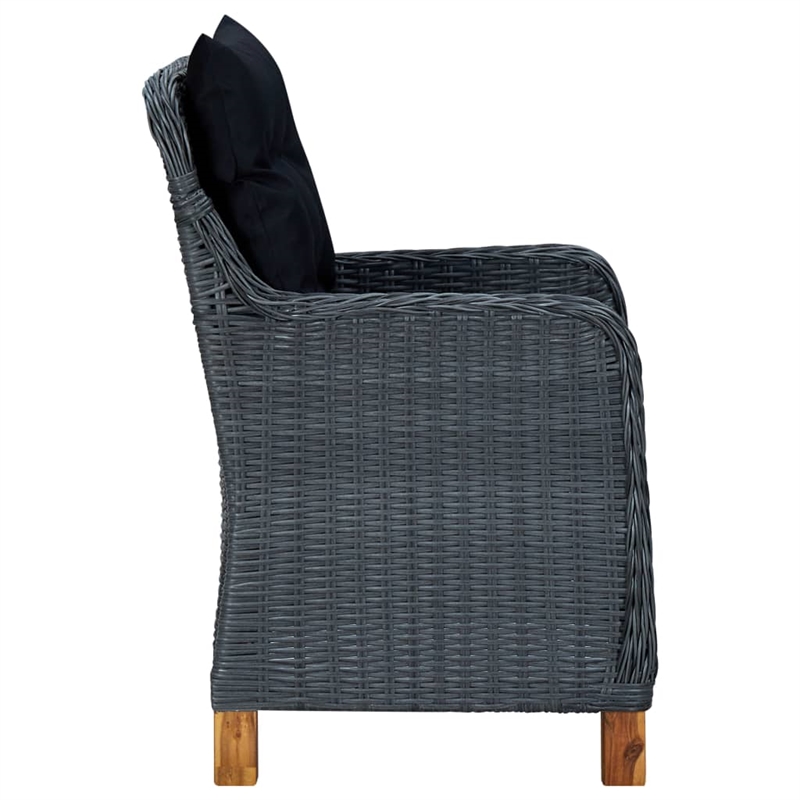 Bowery Hill Contemporary Synthetic Poly Rattan Outdoor Dining Set in Dark Gray