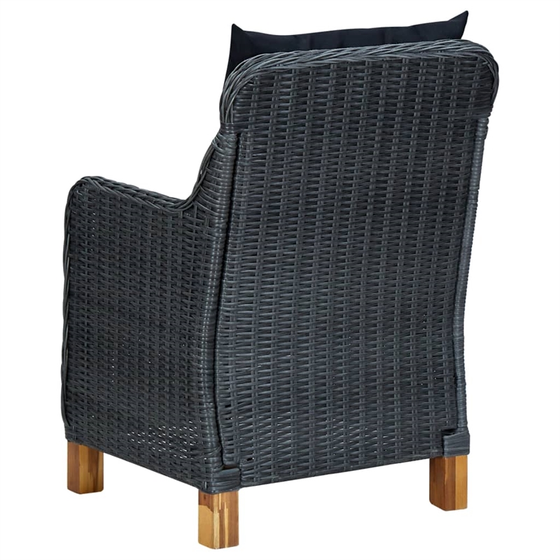 Bowery Hill Contemporary Synthetic Poly Rattan Outdoor Dining Set in Dark Gray