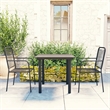 Bowery Hill Powder-Coated Steel/Glass/Cotton Rope Garden Dining Set in Black