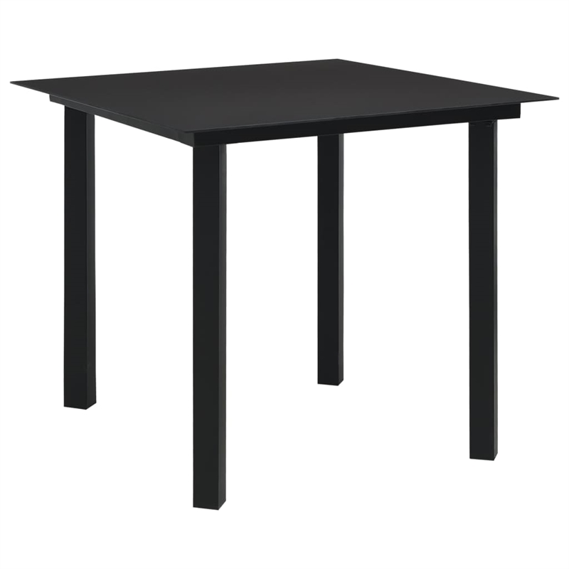 Bowery Hill Powder-Coated Steel/Glass/Cotton Rope Garden Dining Set in Black