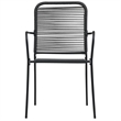 Bowery Hill Powder-Coated Steel/Glass/Cotton Rope Garden Dining Set in Black