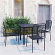 Bowery Hill Powder-Coated Steel/Glass/Cotton Rope Garden Dining Set in Black