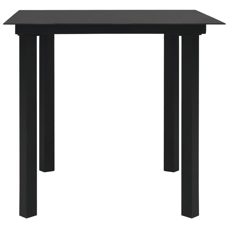 Bowery Hill Powder-Coated Steel/Glass/Cotton Rope Garden Dining Set in Black