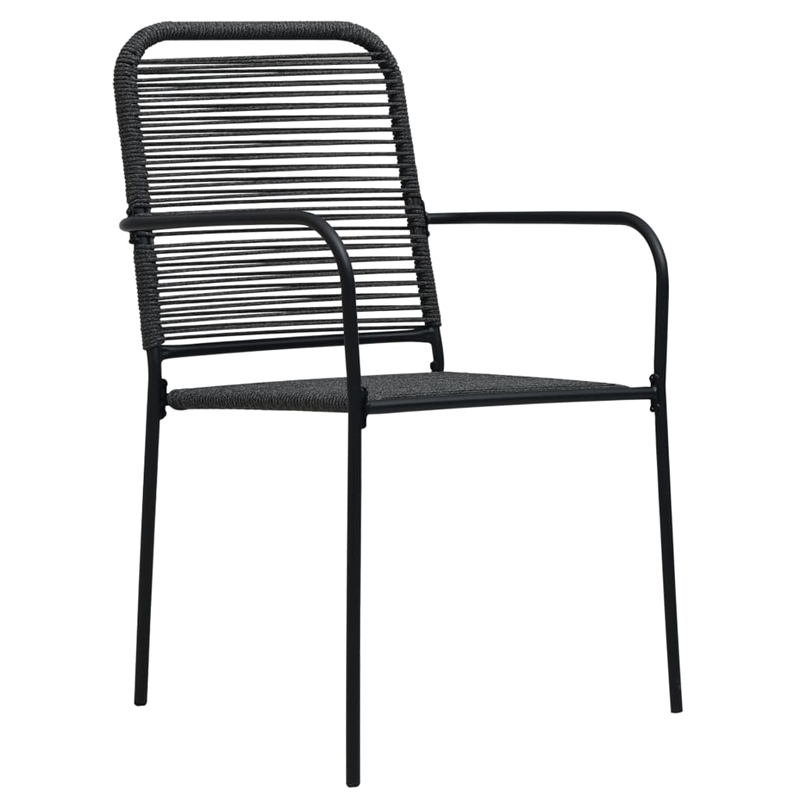Bowery Hill Powder-Coated Steel/Glass/Cotton Rope Garden Dining Set in Black