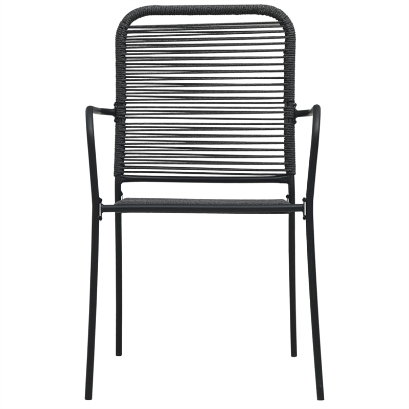 Bowery Hill Powder-Coated Steel/Glass/Cotton Rope Garden Dining Set in Black