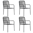 Bowery Hill Powder-Coated Steel/Glass/Cotton Rope Garden Dining Set in Black