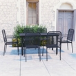 Bowery Hill Powder-Coated Steel/Glass/Cotton Rope Garden Dining Set in Black