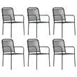 Bowery Hill Powder-Coated Steel/Glass/Cotton Rope Garden Dining Set in Black