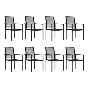 Bowery Hill Dining Set in Black Glass Large Durable Garden Dining Set