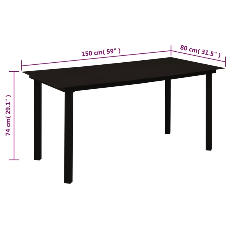 Bowery Hill Contemporary Powder-Coated Garden Dining Set in Black