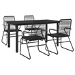 Bowery Hill Contemporary Powder-Coated Garden Dining Set in Black