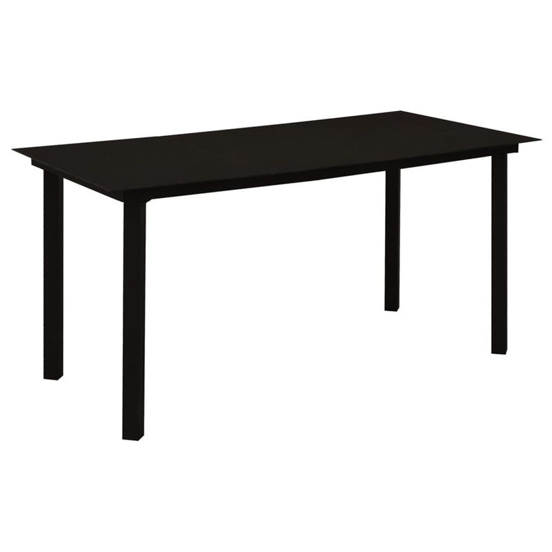 Bowery Hill Contemporary Powder-Coated Garden Dining Set in Black