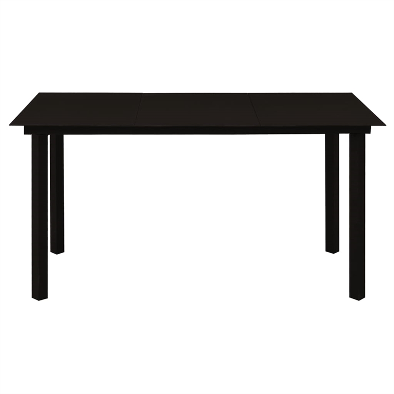 Bowery Hill Contemporary Powder-Coated Garden Dining Set in Black
