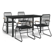 Bowery Hill Contemporary Powder-Coated Garden Dining Set in Black