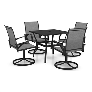 Bowery Hill Dining Set in Anthracite in Gray Textilene and Powder-Coated Steel