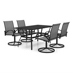 Bowery Hill Contemporary Dining Set Table in Anthracite/Chairs in Gray