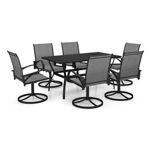 Bowery Hill Dining Set in Anthracite/Gray Powder-Coated Steel/Textilene Medium