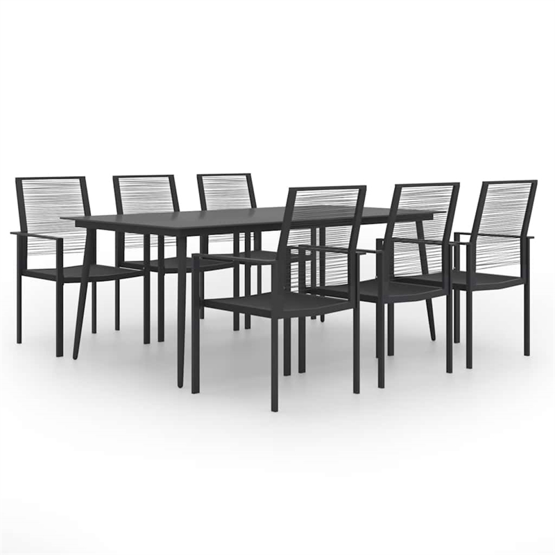 Bowery Hill Dining Set in Black Powder-Coated Steel Large Durable Dining Set