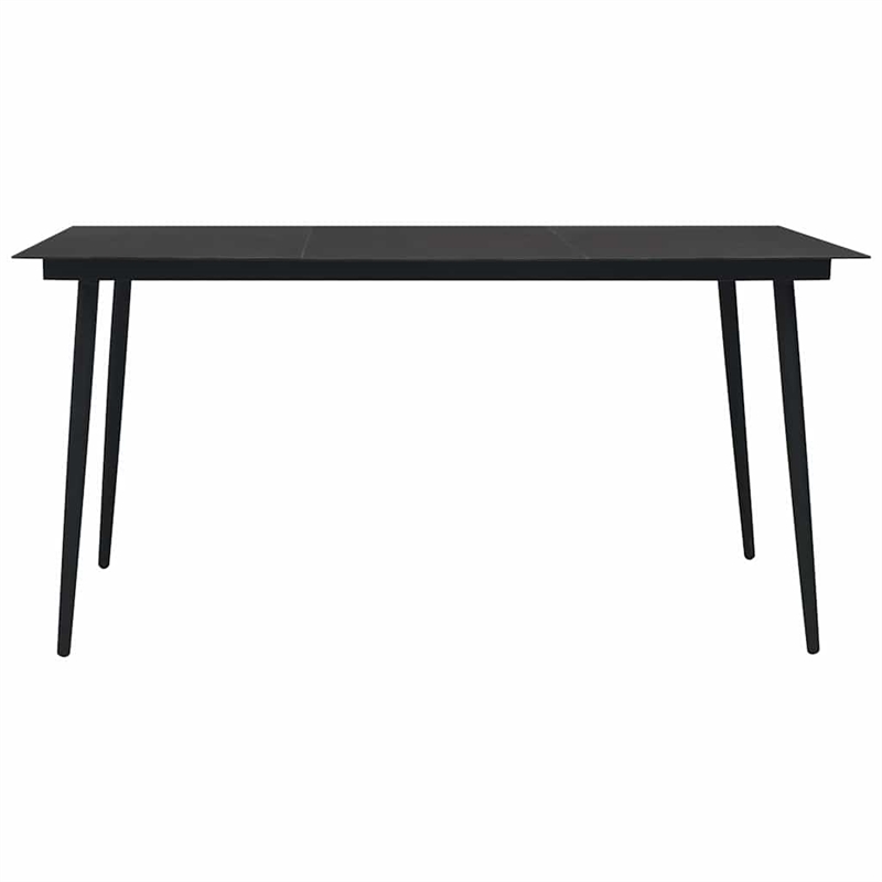 Bowery Hill Dining Set in Black Powder-Coated Steel Large Durable Dining Set