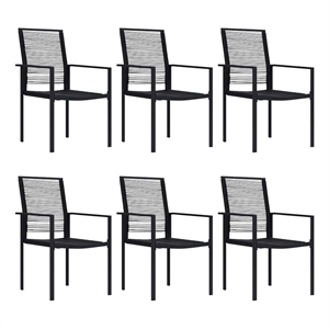 Bowery Hill Dining Set in Black Powder-Coated Steel Large Durable Dining Set