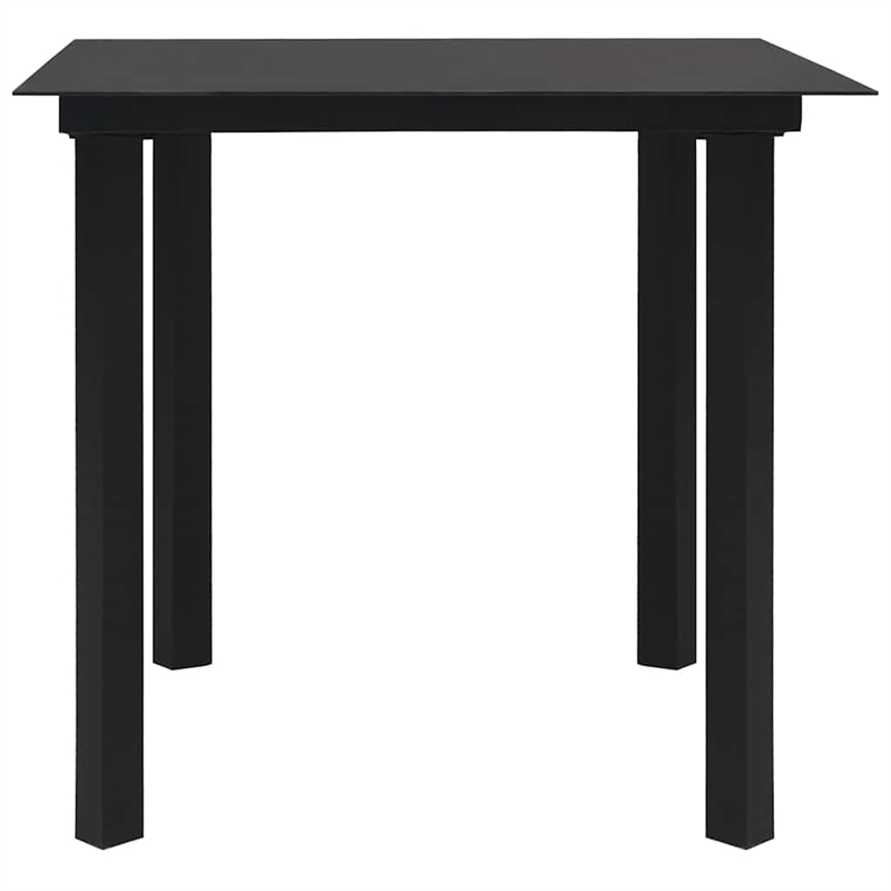 Bowery Hill Dining Set in Black Glass/Powder-Coated Steel/PVC Hollow Rattan
