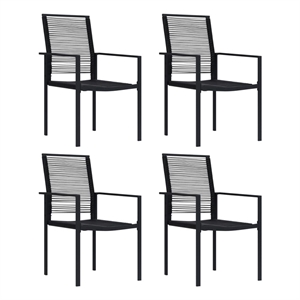 Bowery Hill Dining Set in Black Glass Medium Durable Garden Dining Set