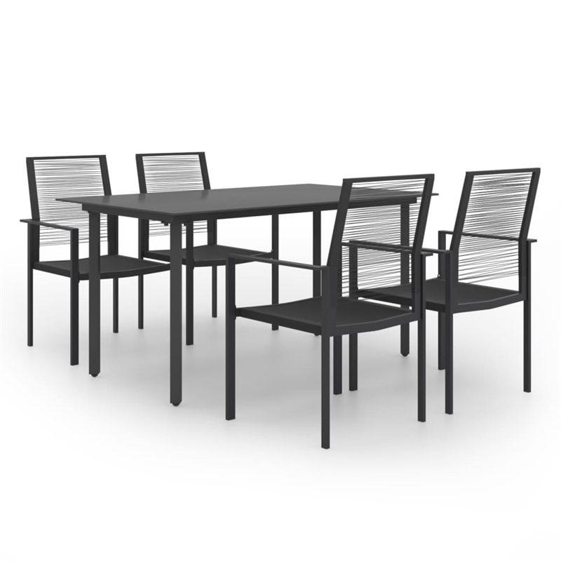Bowery Hill Dining Set in Black Glass Standard Durable Dining Set