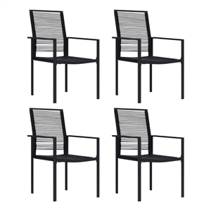 Bowery Hill Dining Set in Black Glass Standard Durable Dining Set