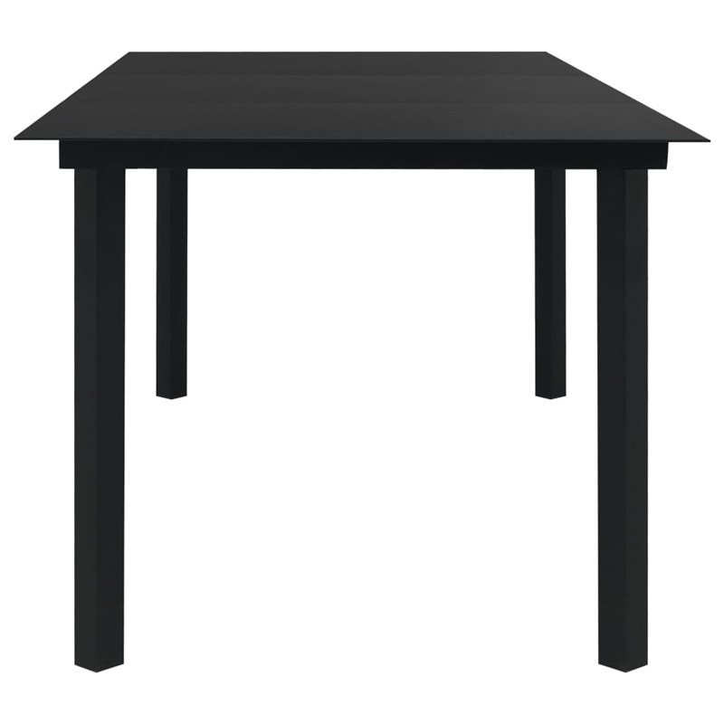 Bowery Hill Dining Set in Black Glass Large Garden Dining Set