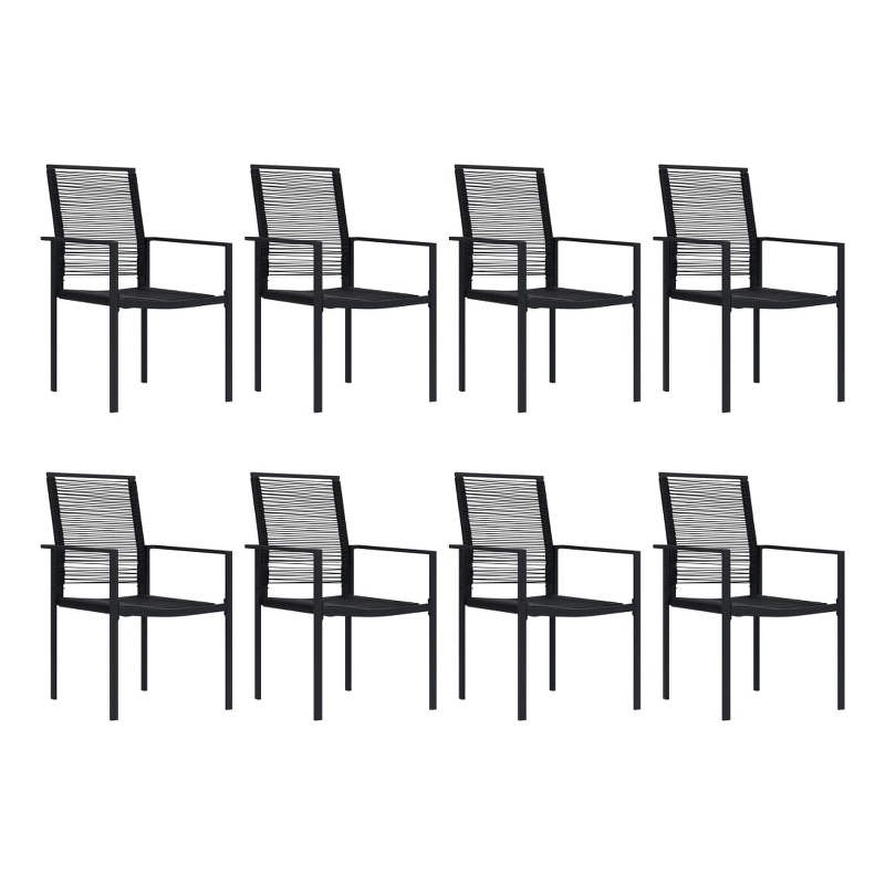 Bowery Hill Dining Set in Black Glass Large Garden Dining Set