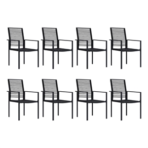 Bowery Hill Dining Set in Black Glass Large Garden Dining Set