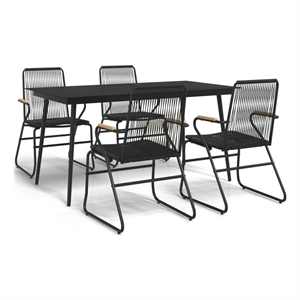 Bowery Hill Garden Dining Set in Black PVC Rattan Medium Durable