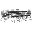 Bowery Hill Contemporary Powder-Coated Garden Dining Set in Black