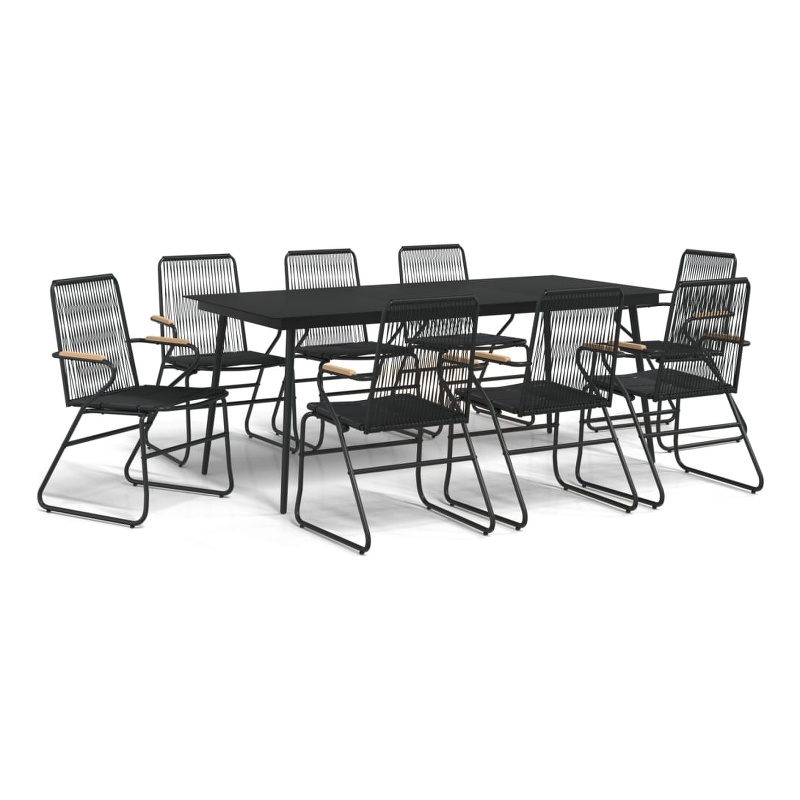 Bowery Hill Contemporary Powder-Coated Garden Dining Set in Black