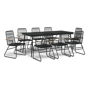 Bowery Hill Contemporary Powder-Coated Garden Dining Set in Black