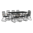 Bowery Hill Contemporary Powder-Coated Garden Dining Set in Black
