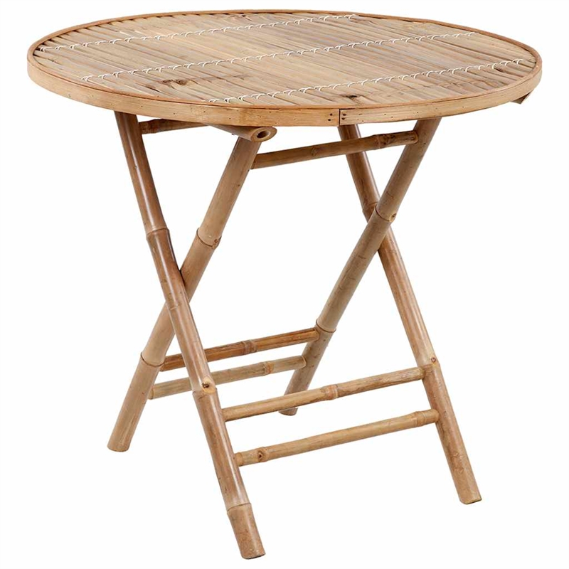 Bowery Hill Outdoor Dining Set Natural Bamboo/Cream Bamboo/Polyester