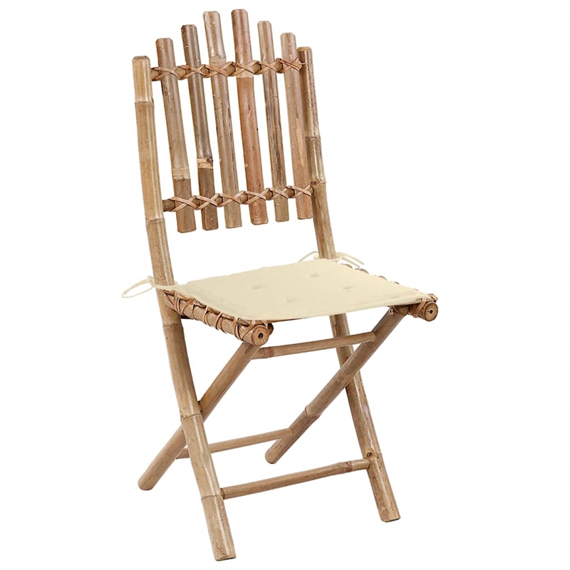 Bowery Hill Outdoor Dining Set Natural Bamboo/Cream Bamboo/Polyester