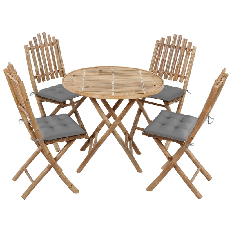 Bowery Hill Contemporary Outdoor Dining Set Bamboo Medium Foldable