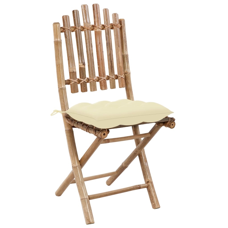 Bowery Hill Outdoor Dining Set Cream/Natural Bamboo Bamboo/Polyester