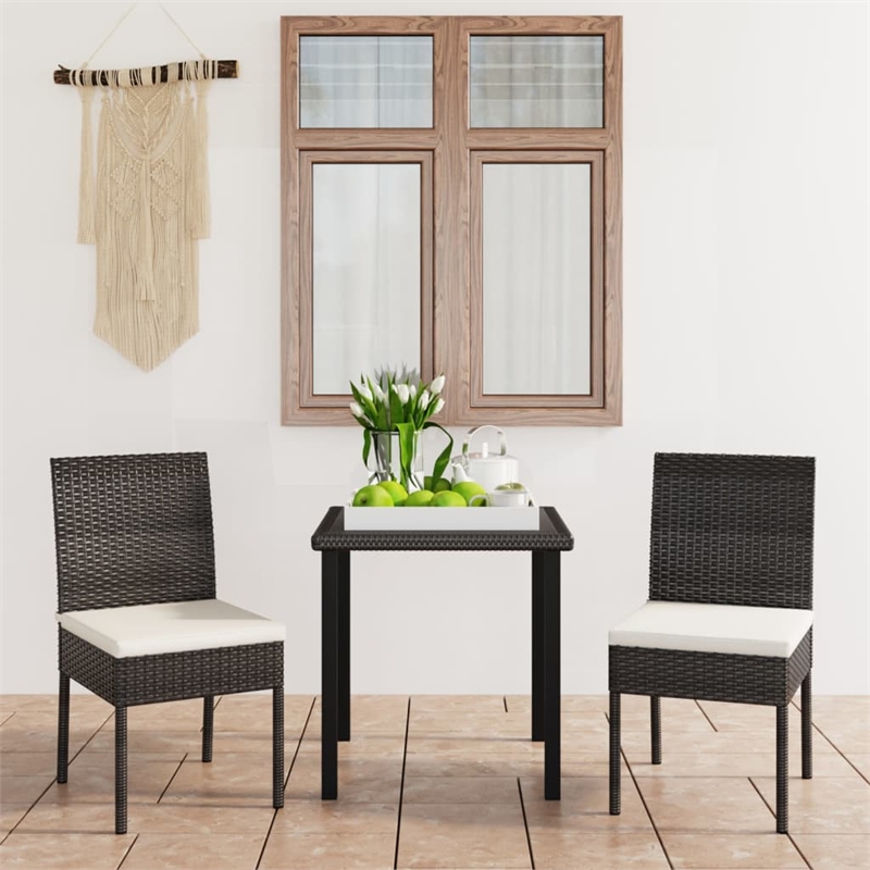 Bowery Hill Contemporary Weather-Resistant Dining Set in Black/Cream