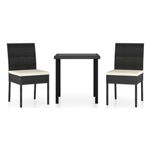 Bowery Hill Contemporary Weather-Resistant Dining Set in Black/Cream