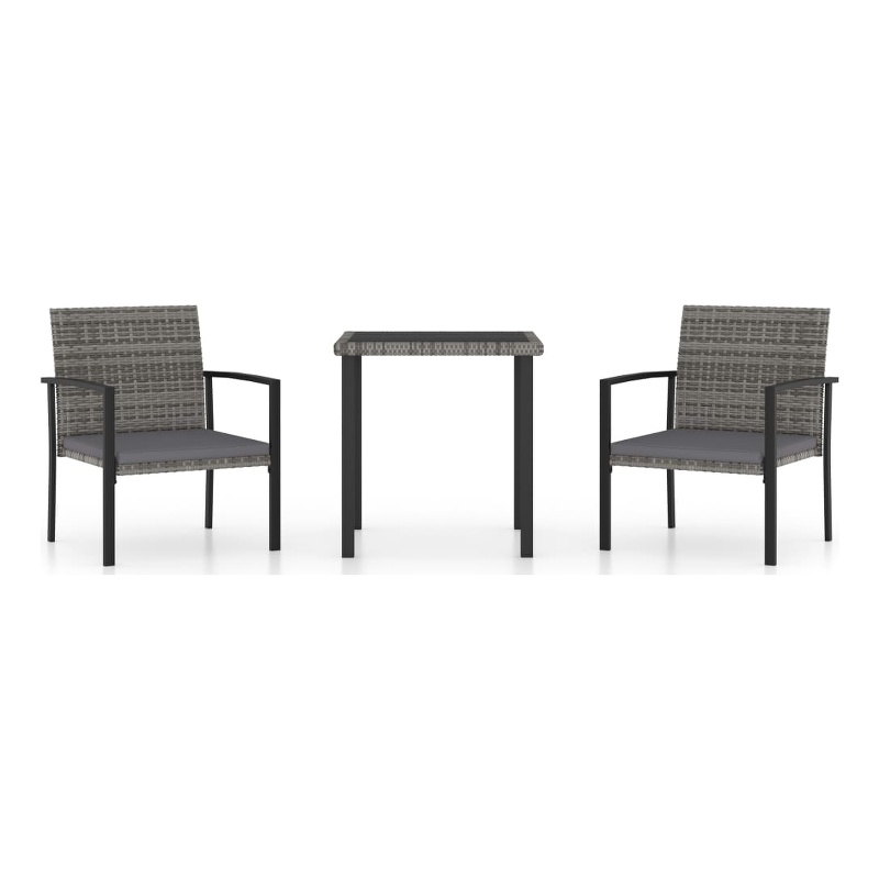 Bowery Hill Contemporary Weather-Resistant Dining Set in Gray/Black