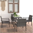 Bowery Hill Dining Set in Gray Poly Rattan 5 Piece Set Light Weight Dining Set