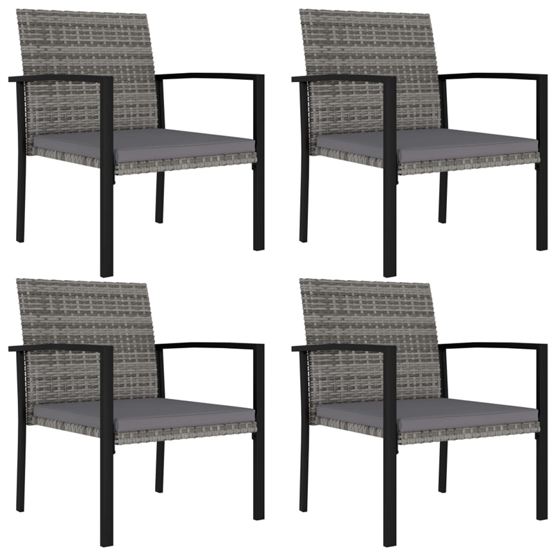 Bowery Hill Dining Set in Gray Poly Rattan 5 Piece Set Light Weight Dining Set