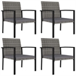 Bowery Hill Dining Set in Gray Poly Rattan 5 Piece Set Light Weight Dining Set