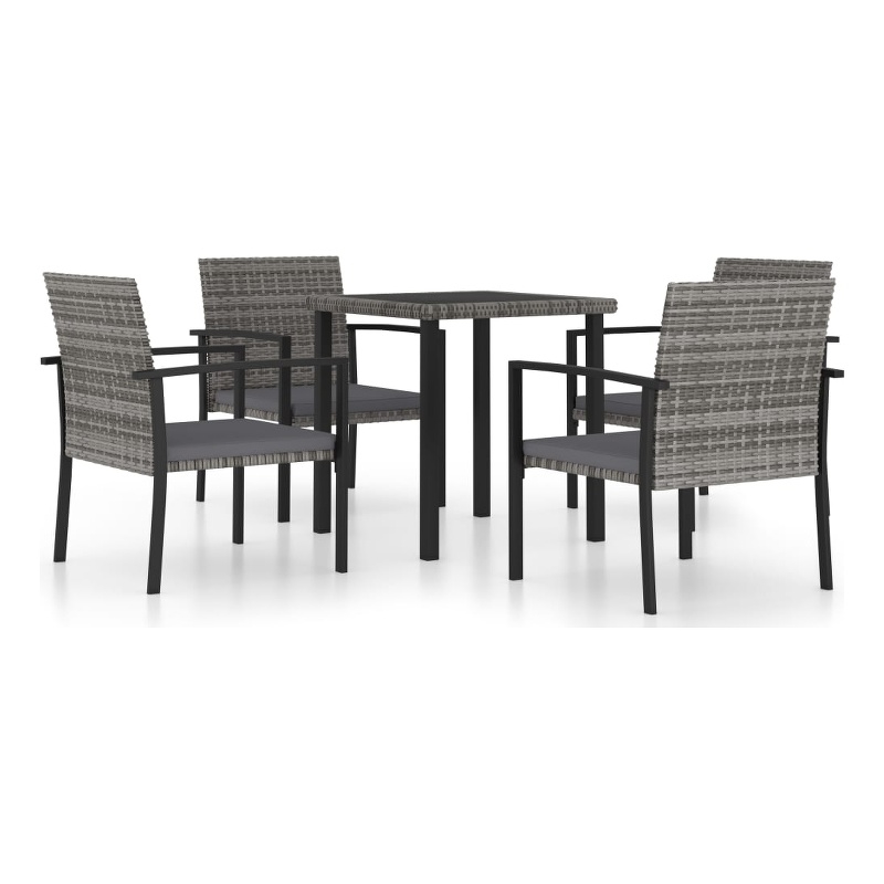 Bowery Hill Dining Set in Gray Poly Rattan 5 Piece Set Light Weight Dining Set